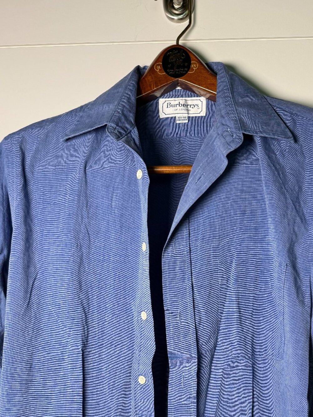 Burberry's Long Sleeve Button Down Blue 100% Cotton Imported Fabric 15 1/2/32